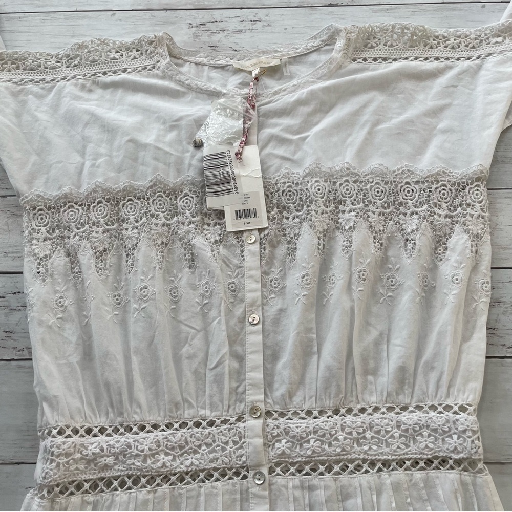 LOVESHACKFANCY Women's Beth Dress, White, L - Picture 13 of 15